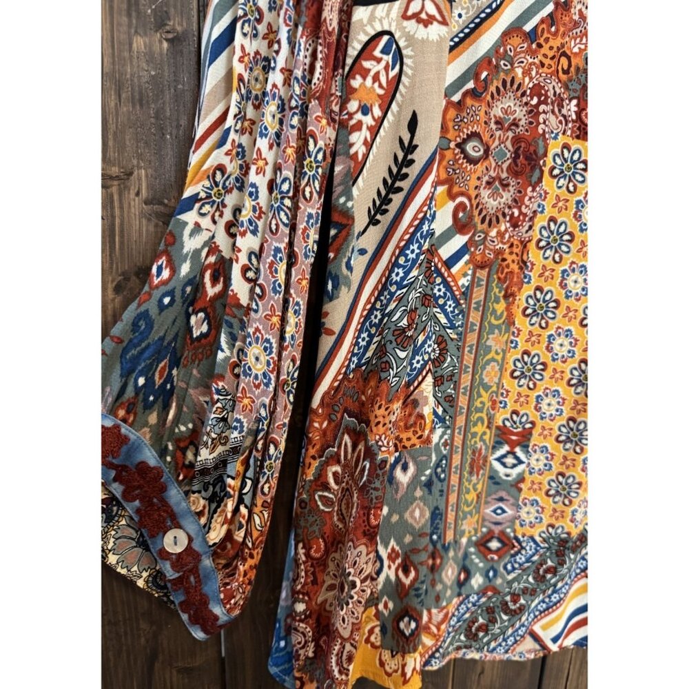 John Mark 1X Colorful Embroidered Tasseled 3/4 Sleeve Tunic Top NWOT - Picture 13 of 15